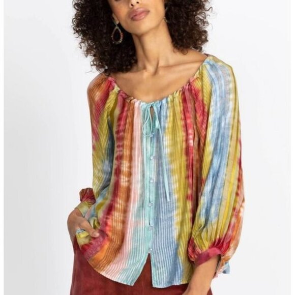Johhny Was x‎ Amanda Bond Roslyn Striped Colorful Blouse Sz XS/S - Picture 1 of 6